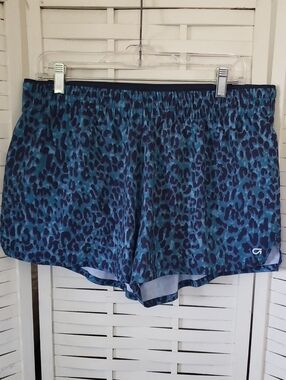 Gap Fit Blue Leopard Print Athletic Shorts Size L